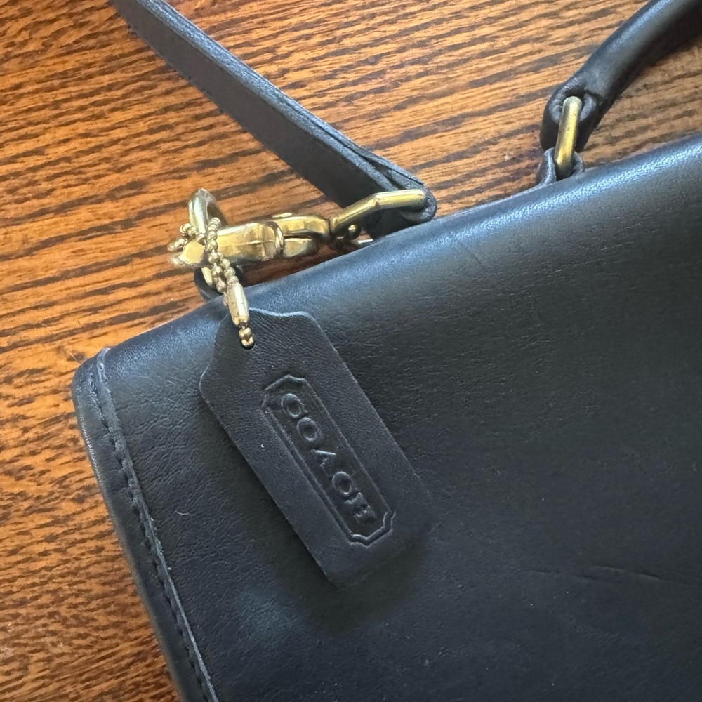 Coach Black Leather Laptop Briefcase with Gold Hardware - Picture 2 of 4